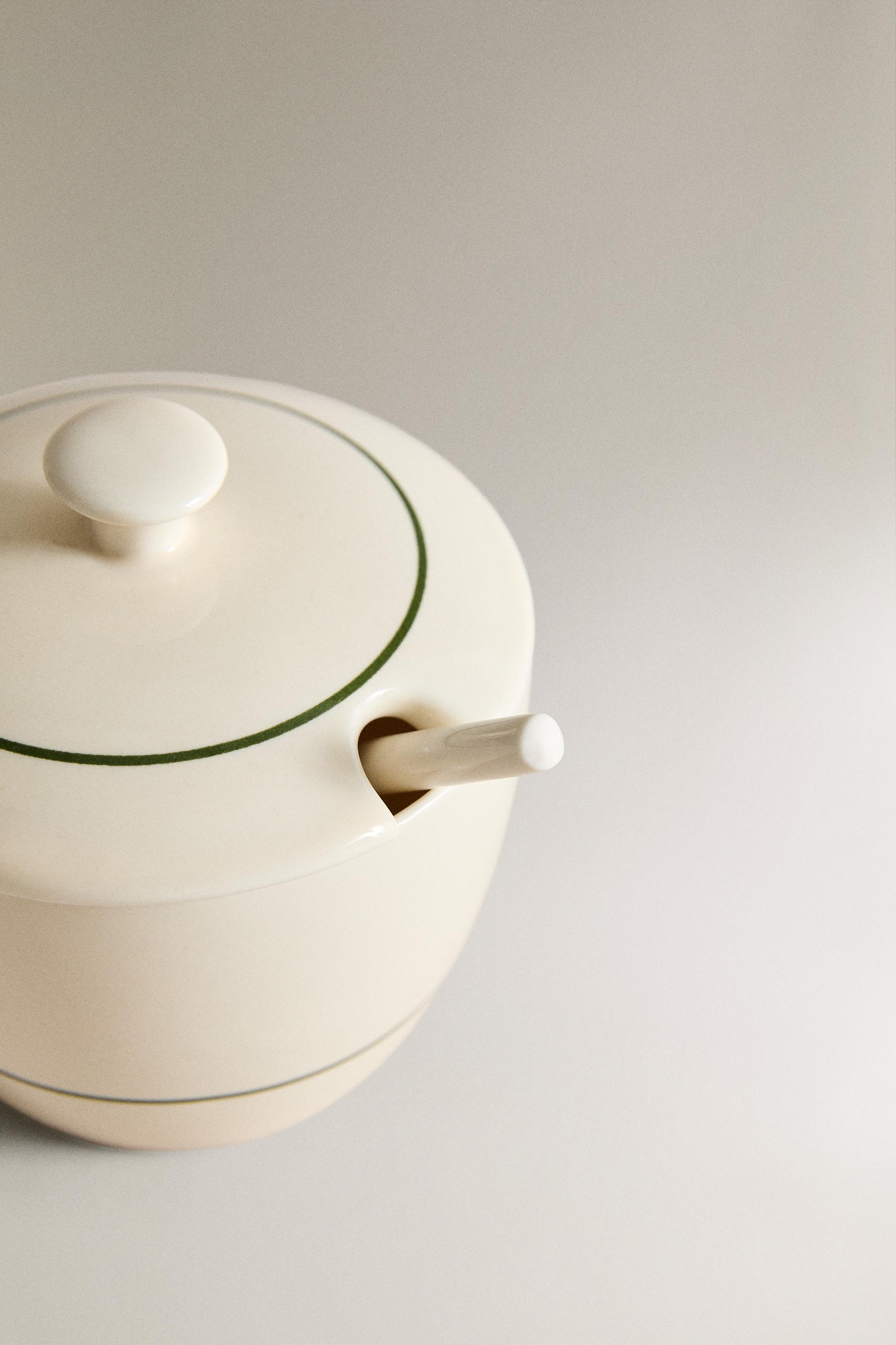 STONEWARE COFFEE SHOP SUGAR BOWL